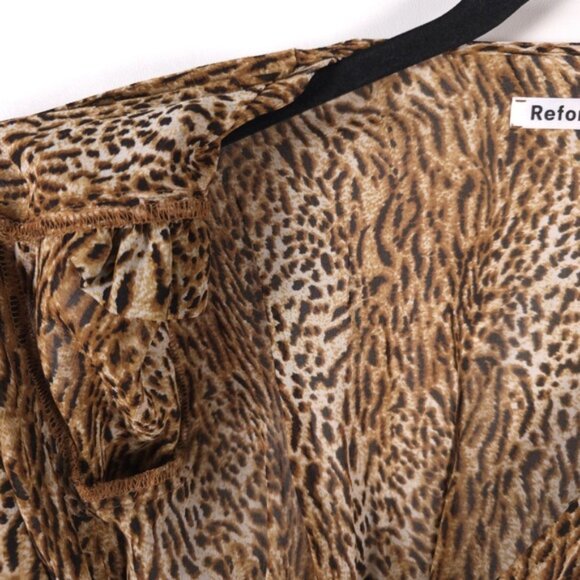 Reformation Women’s Brooke Wrap Mini Dress Cheetah Leopard USA MADE SMALL - Picture 8 of 13
